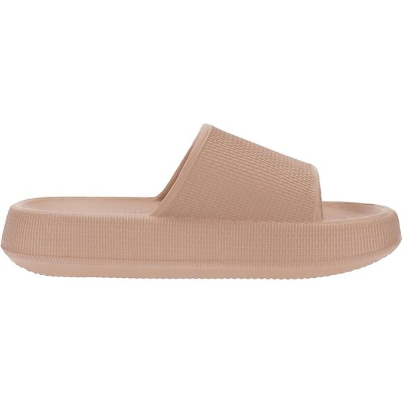 Women's Light Brown Pillow Slides Slippers Shower Sandals Cushioned Thick Sole - Picture 4 of 6